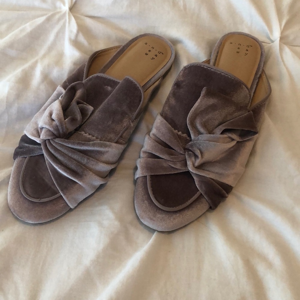 A New Day purple velvet loafer mules